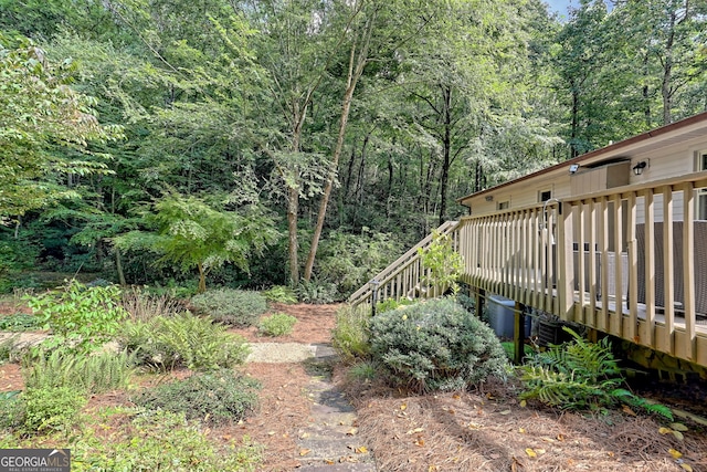 view of yard with a deck