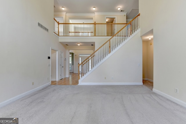 interior space with a high ceiling