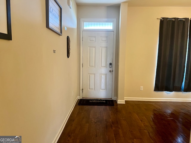 foyer entrance featuring dark hardwood / wood-style flooring