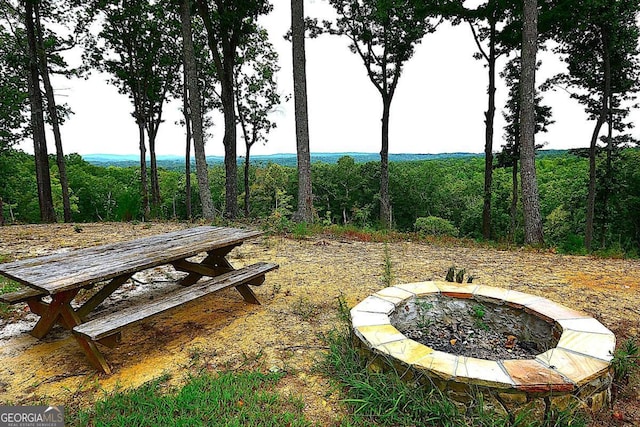 view of property's community with a fire pit