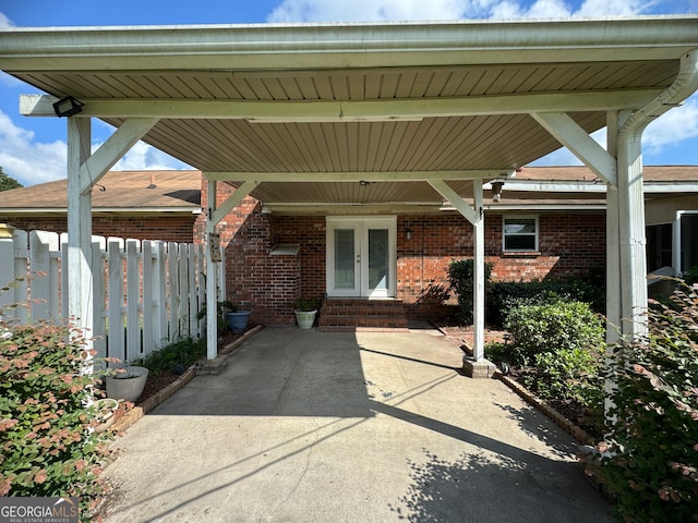 view of patio with a carport