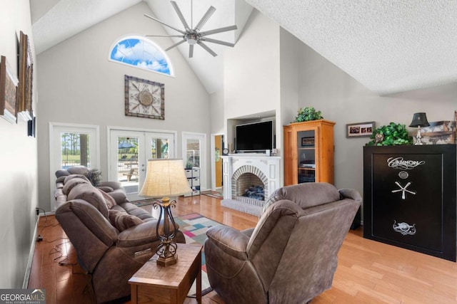 375 Dasher St, Lyons, GA 30436 - living area featuring ceiling fan, high vaulted ceiling, plenty of natural light, and light wood-style floors