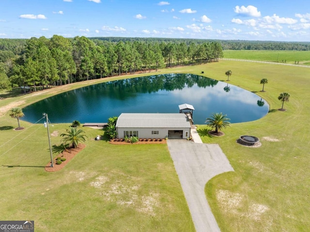 375 Dasher St, Lyons, GA 30436 - drone / aerial view featuring a wooded view and a water view