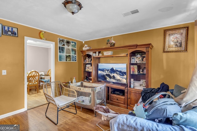 living room featuring light wood-type flooring