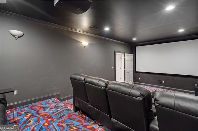 cinema featuring ornamental molding