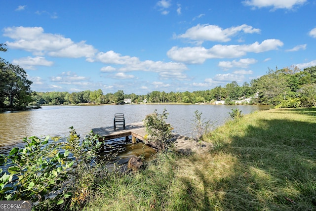 view of dock featuring a water view