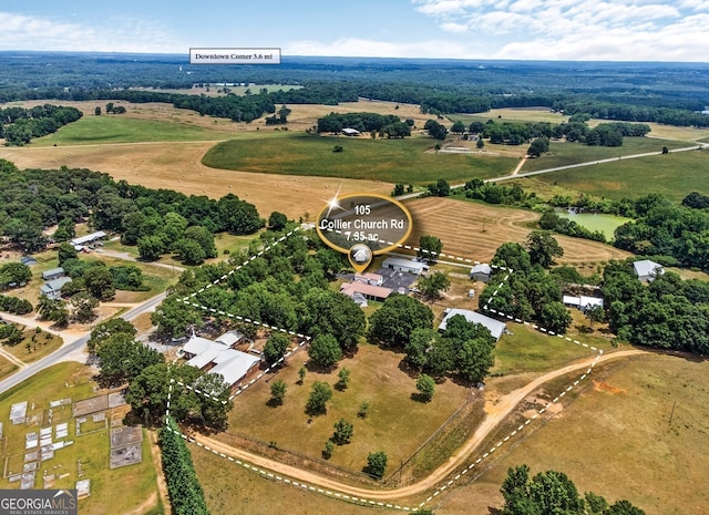 bird's eye view with a rural view