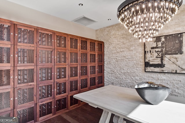 wine area featuring dark hardwood / wood-style floors