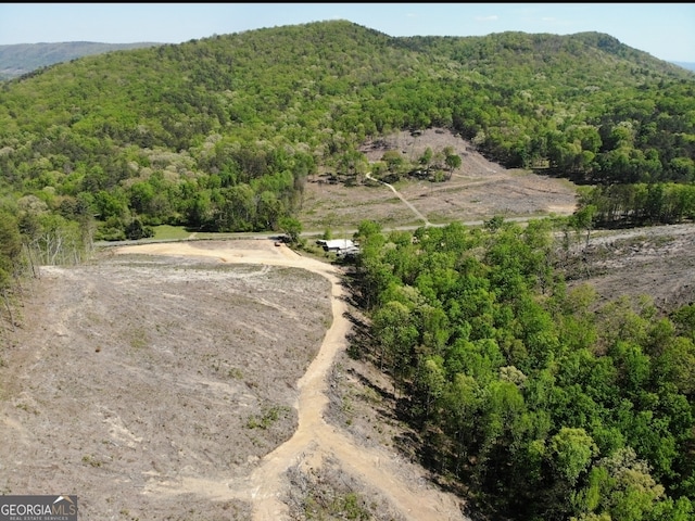 aerial view featuring a rural view and a mountain view