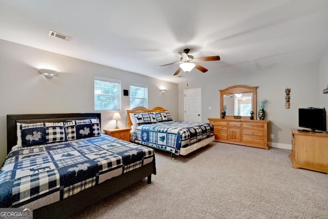 bedroom with carpet floors and ceiling fan