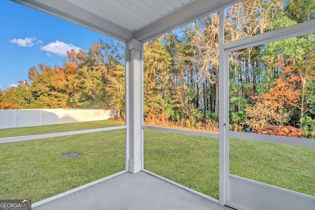 view of unfurnished sunroom