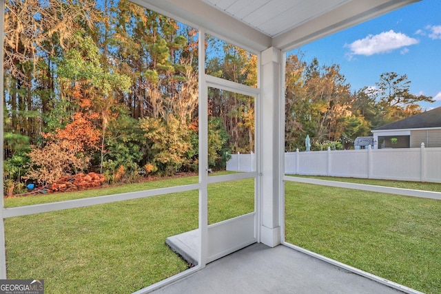 view of unfurnished sunroom