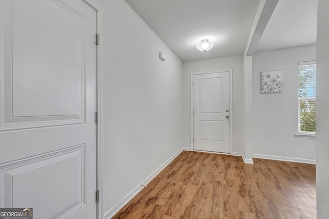 entryway with light hardwood / wood-style flooring