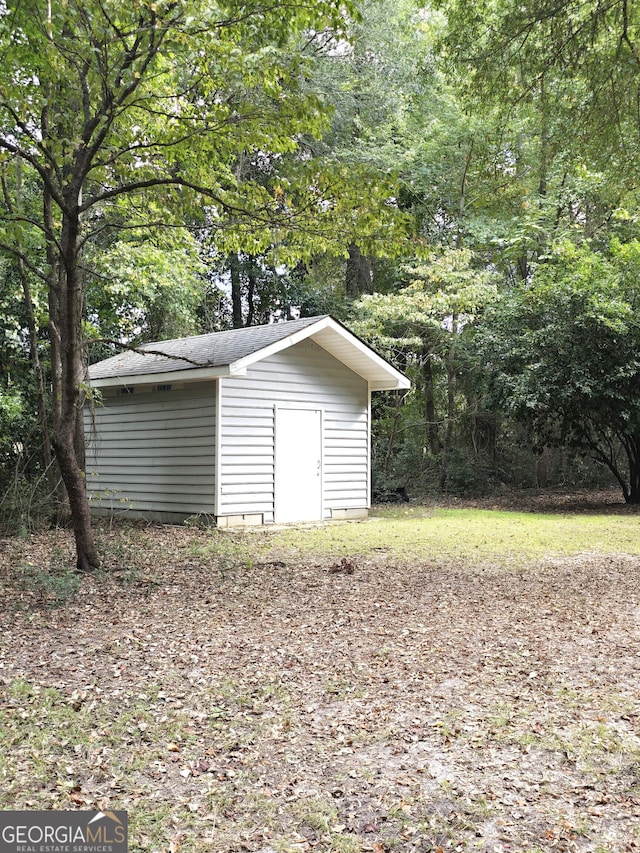 exterior space with a storage unit