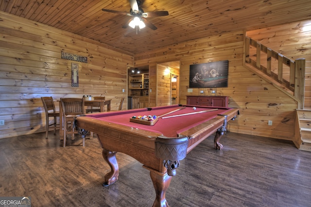 dining room with dark hardwood / wood-style flooring