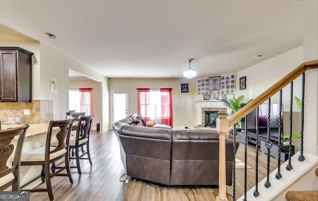 living room featuring light hardwood / wood-style flooring