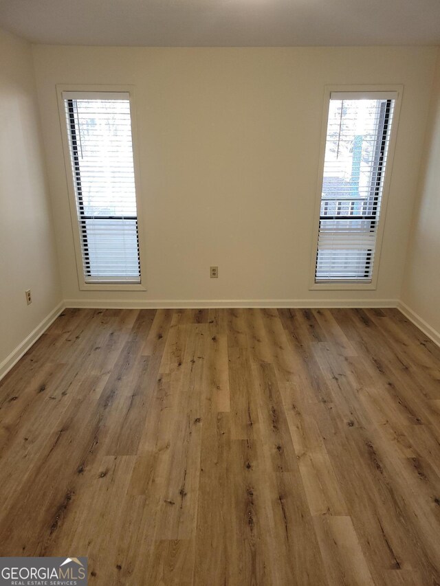 spare room with light hardwood / wood-style floors and plenty of natural light