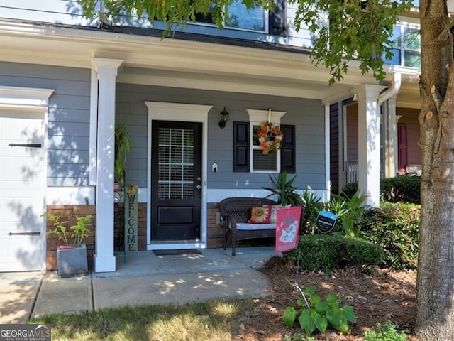 entrance to property with a garage