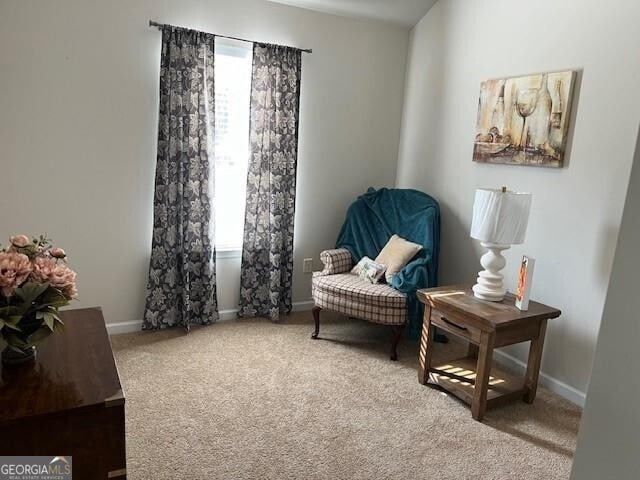 sitting room featuring carpet flooring and a wealth of natural light