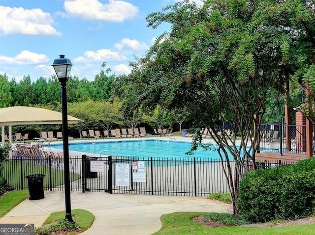 view of swimming pool featuring a patio