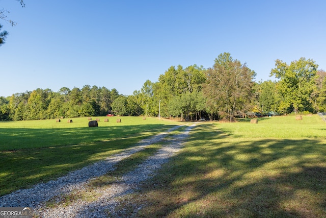 view of home's community featuring a yard and a rural view