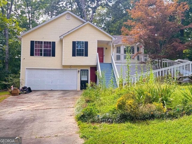 view of front of property with a garage