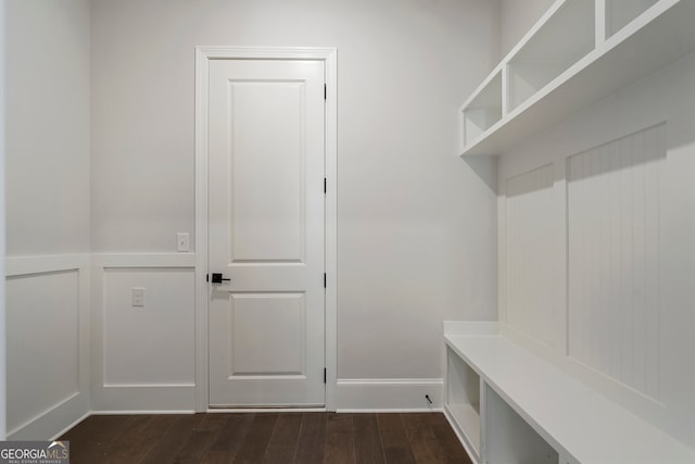 mudroom with dark hardwood / wood-style flooring