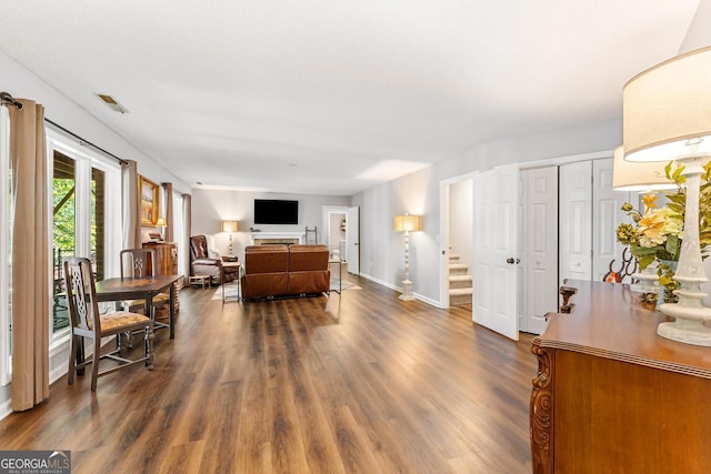 interior space featuring dark hardwood / wood-style flooring