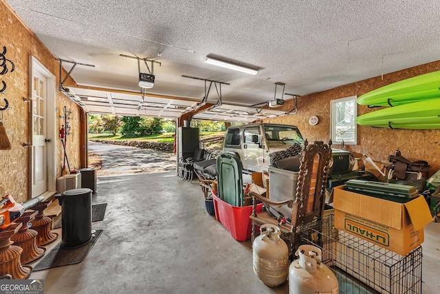 garage with a garage door opener