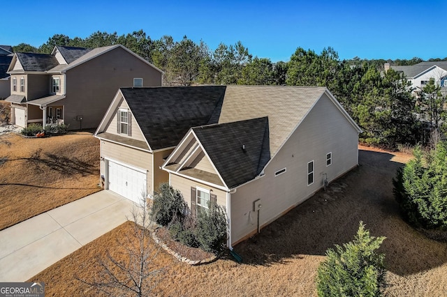 exterior space with a garage