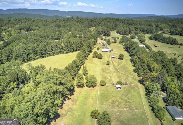 bird's eye view with a mountain view