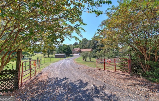 view of road with a rural view