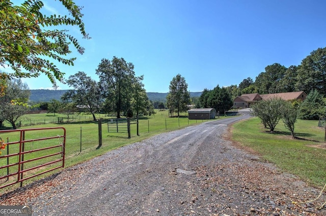 view of road with a rural view