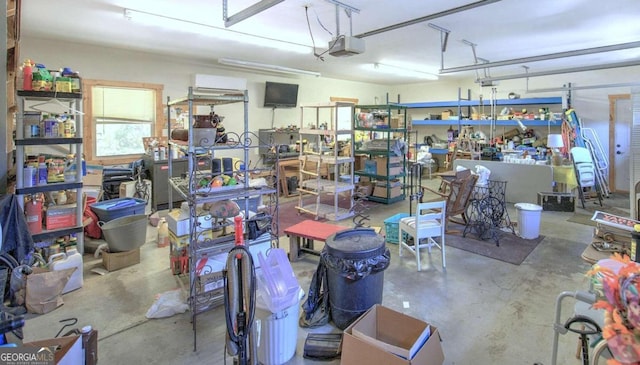 garage with a garage door opener