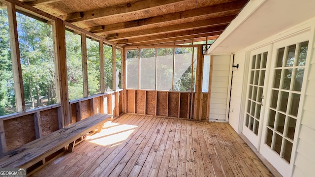 view of unfurnished sunroom