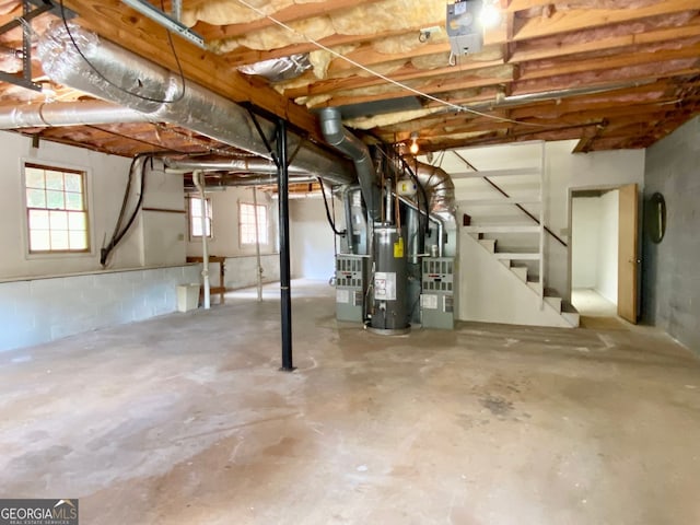 basement with water heater