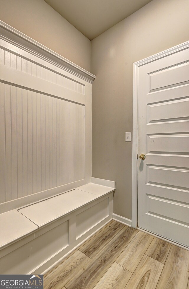 mudroom with light wood-type flooring