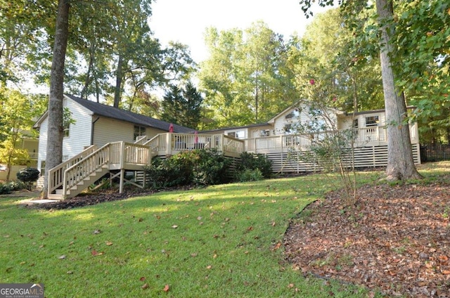 view of yard featuring a deck