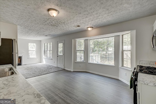 foyer with a textured ceiling and wood-type flooring