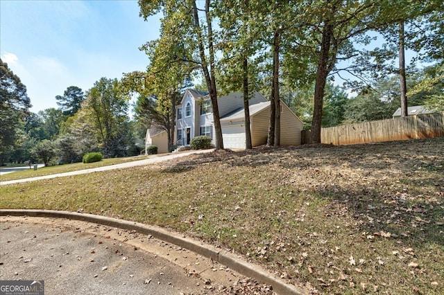 exterior space with a garage