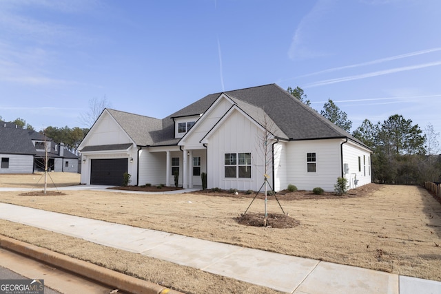 modern farmhouse with a garage