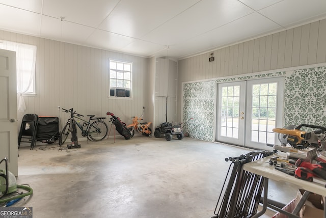 interior space with wood walls