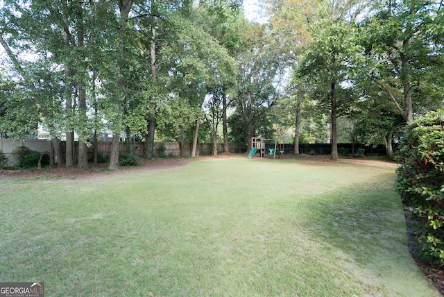 view of yard with a playground