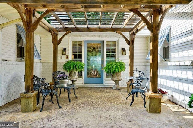 view of patio / terrace featuring a pergola