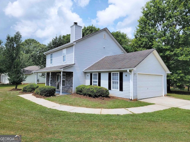 view of front of house featuring a front lawn