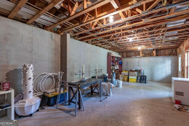 basement featuring fridge