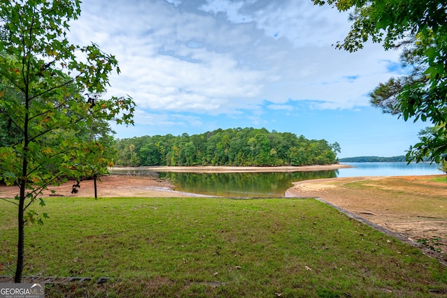 view of yard featuring a water view