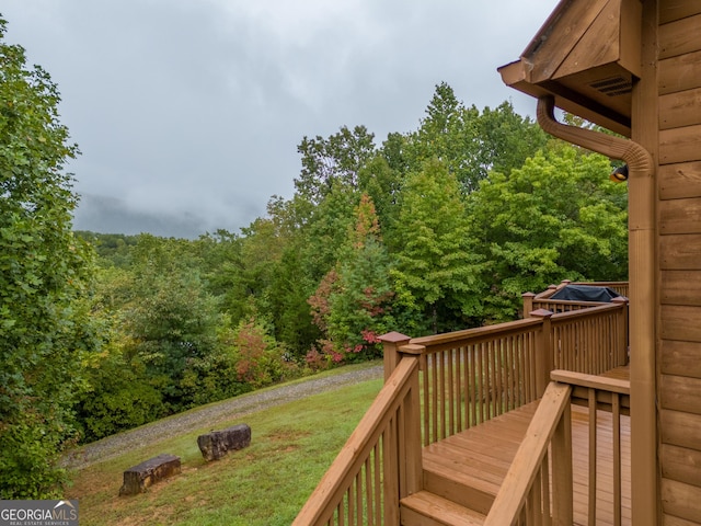 26 Clarice Ln, Sautee Nacoochee, GA 30571 - wooden terrace featuring a yard and a forest view