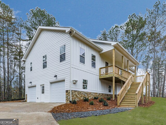 view of property exterior with a garage