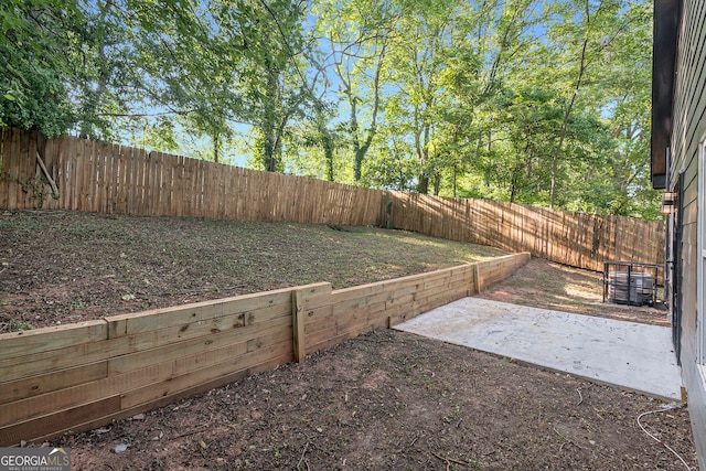 view of yard with a patio and a fenced backyard